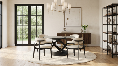 Dimi Dining Set (Smoke Glass/Black)