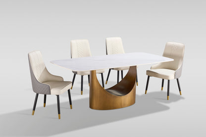 Roxy Dining Set (White/Bronze)