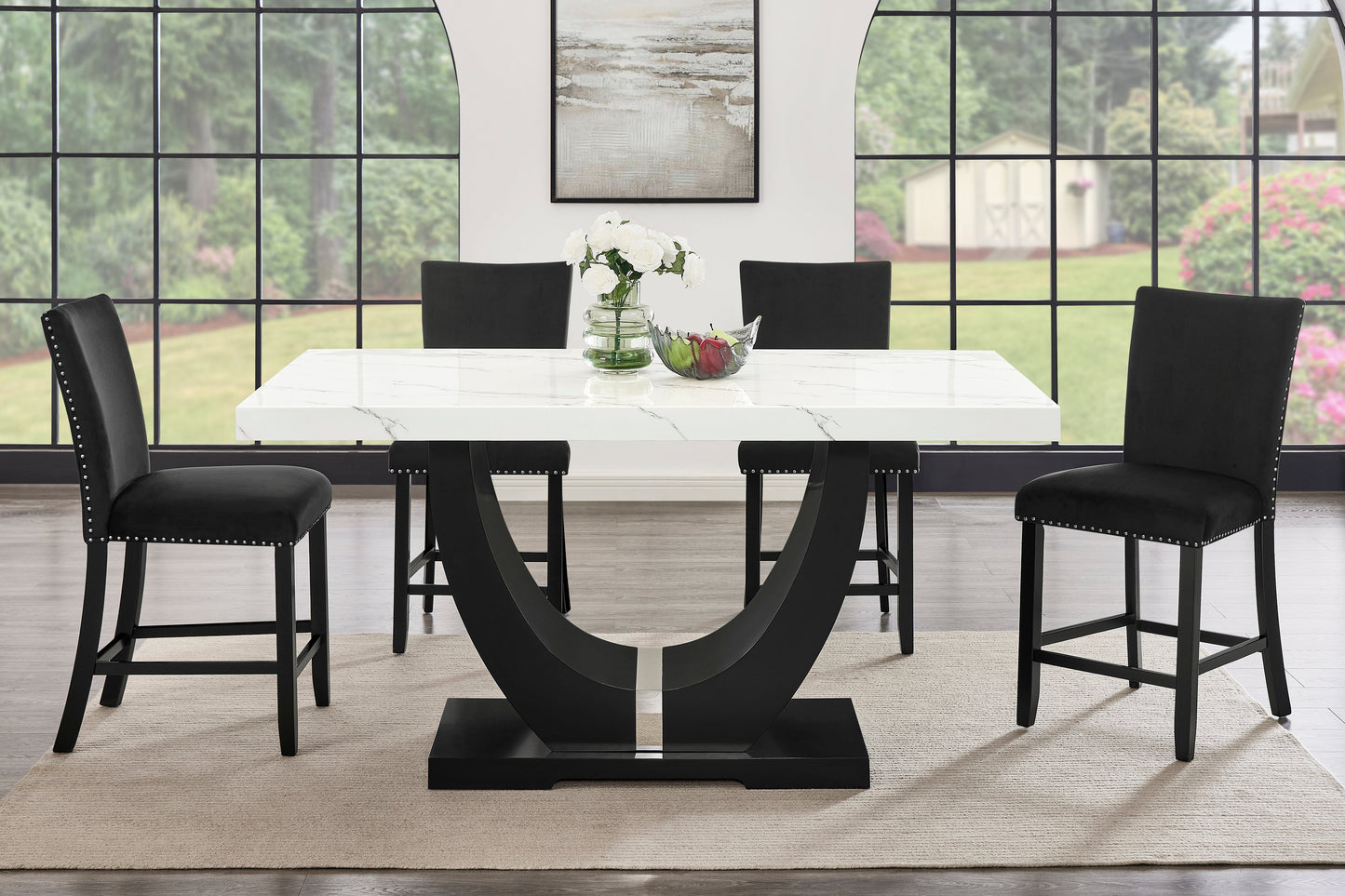 Larry Counter Height Dining Set (Black)
