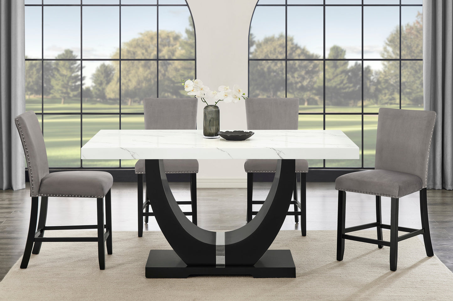 Larry Counter Height Dining Set (Grey)