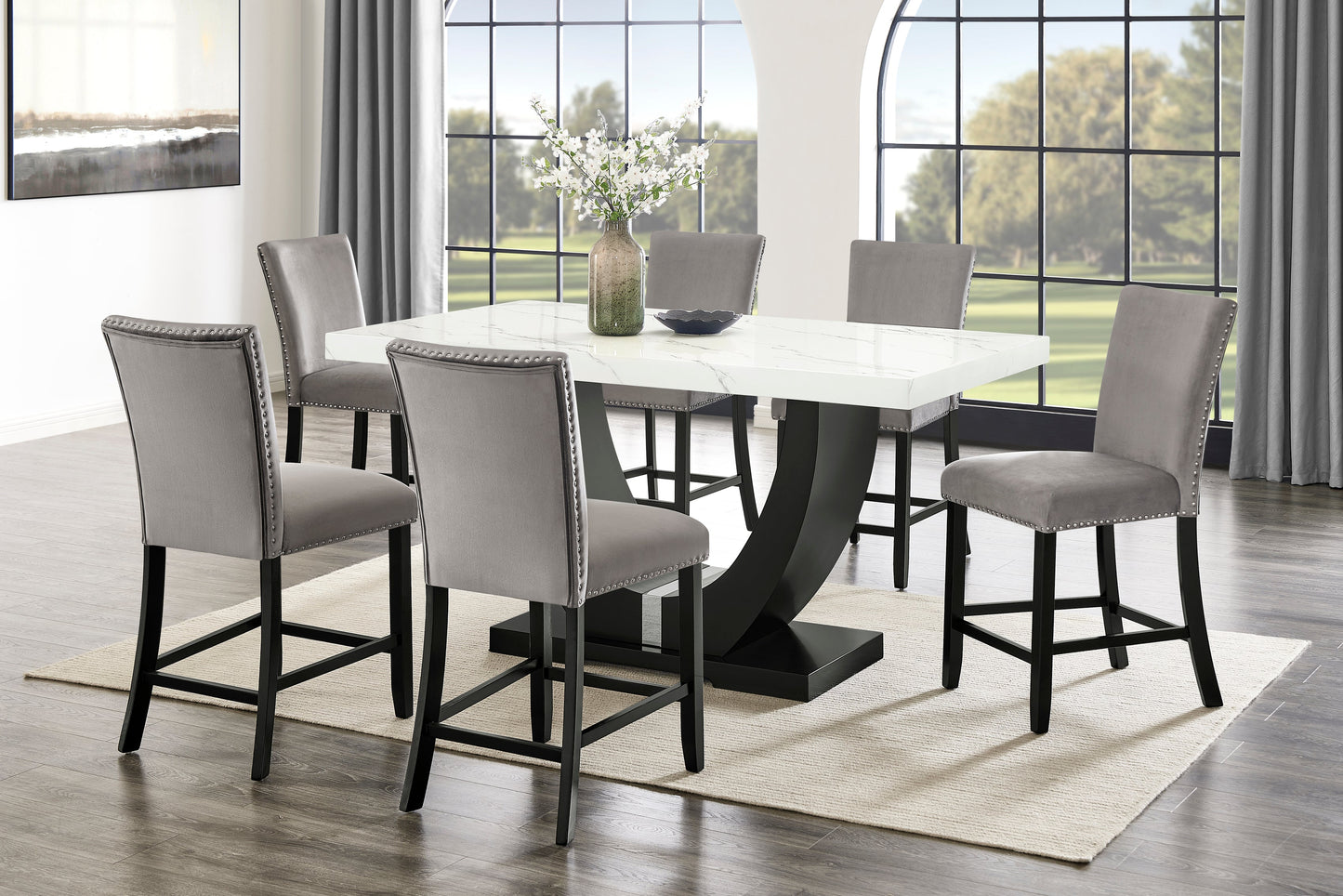 Larry Counter Height Dining Set (Grey)