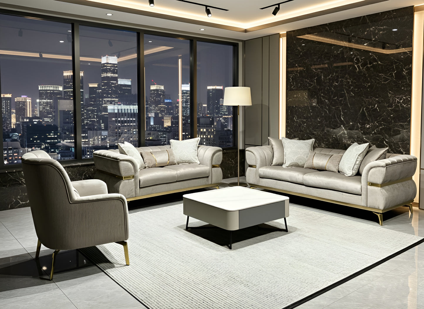 Mia Luxury Velvet 2PC Sofa Set
