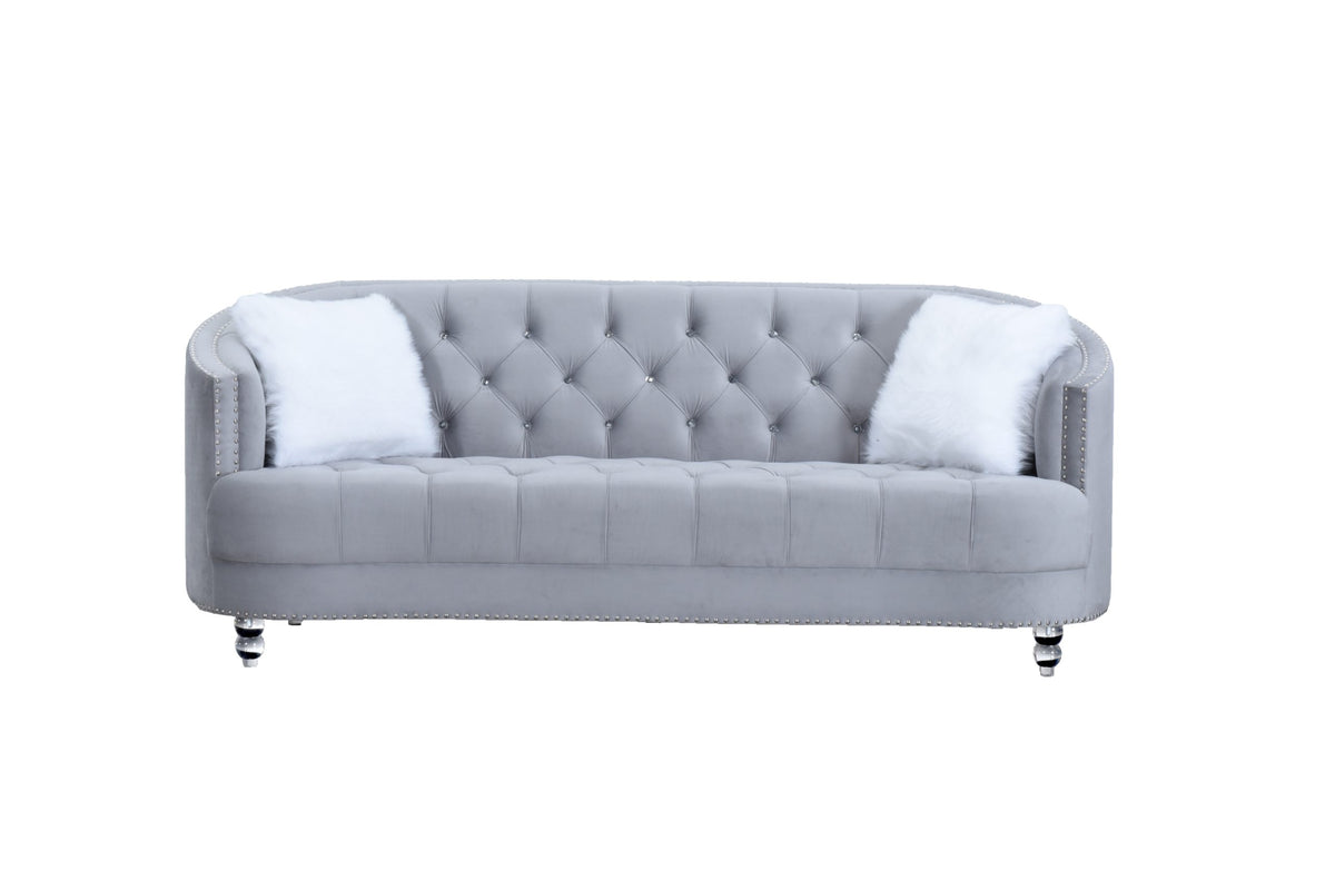 Yasmin Luxury Gray Velvet Sofa