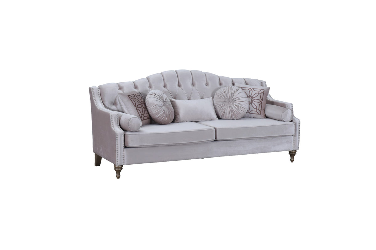 Cecilia Beige Velvet Sofa