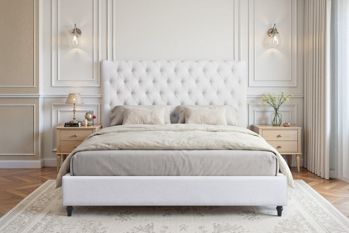 Colton King Luxury Linen Upholstered Platform Bed