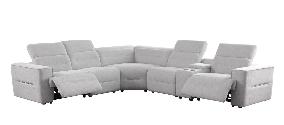 Nexus Power Reclining Sectional (Light Grey Fabric)