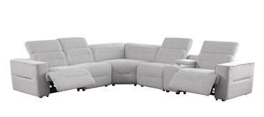 Nexus Power Reclining Sectional (Light Grey Fabric)