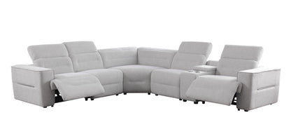 Nexus Power Reclining Sectional (Light Grey Fabric)