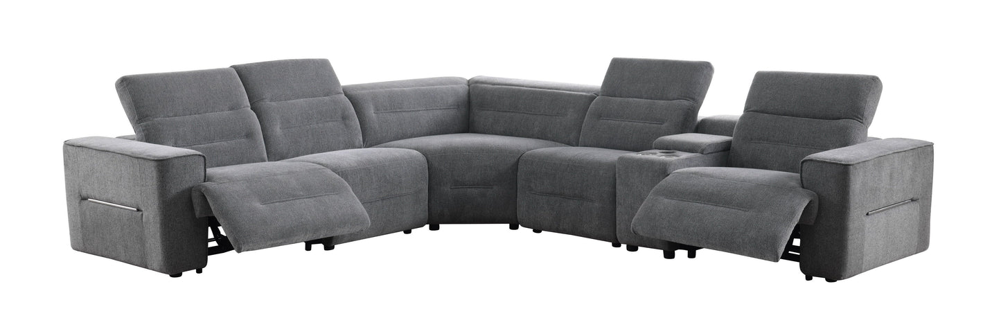 Nexus Power Reclining Sectional (Dark Grey Fabric)
