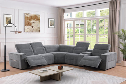 Nexus Power Reclining Sectional (Dark Grey Fabric)