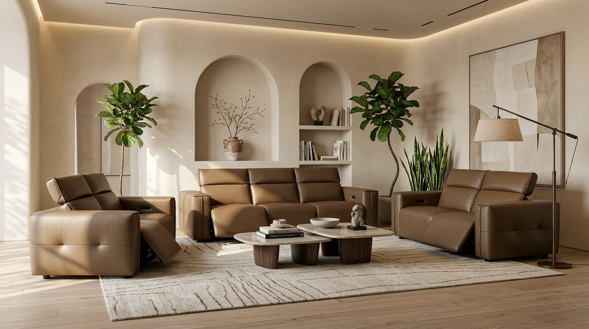 Ember Power Reclining Sofa & Loveseat (Brown)