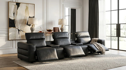 Diamante Italian Leather Power Home Theater Recliner Row