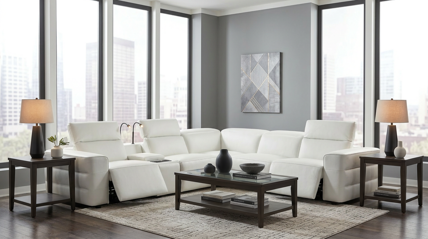 Holly Power Reclining Corner Sectional (White)