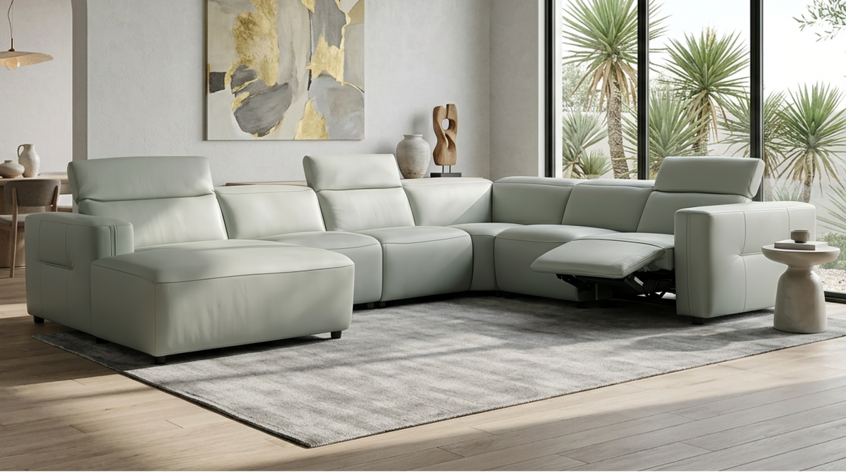 Noel Power Reclining Sectional with Chaise (Grey)