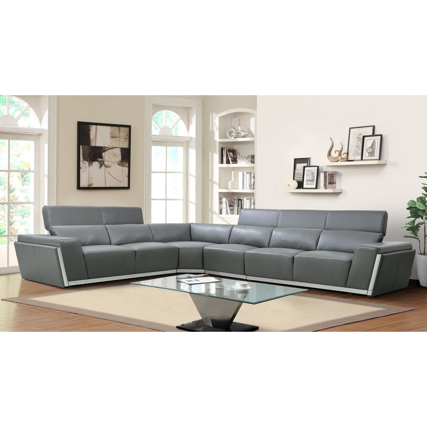Domo Reclining Sectional (Dark Grey)