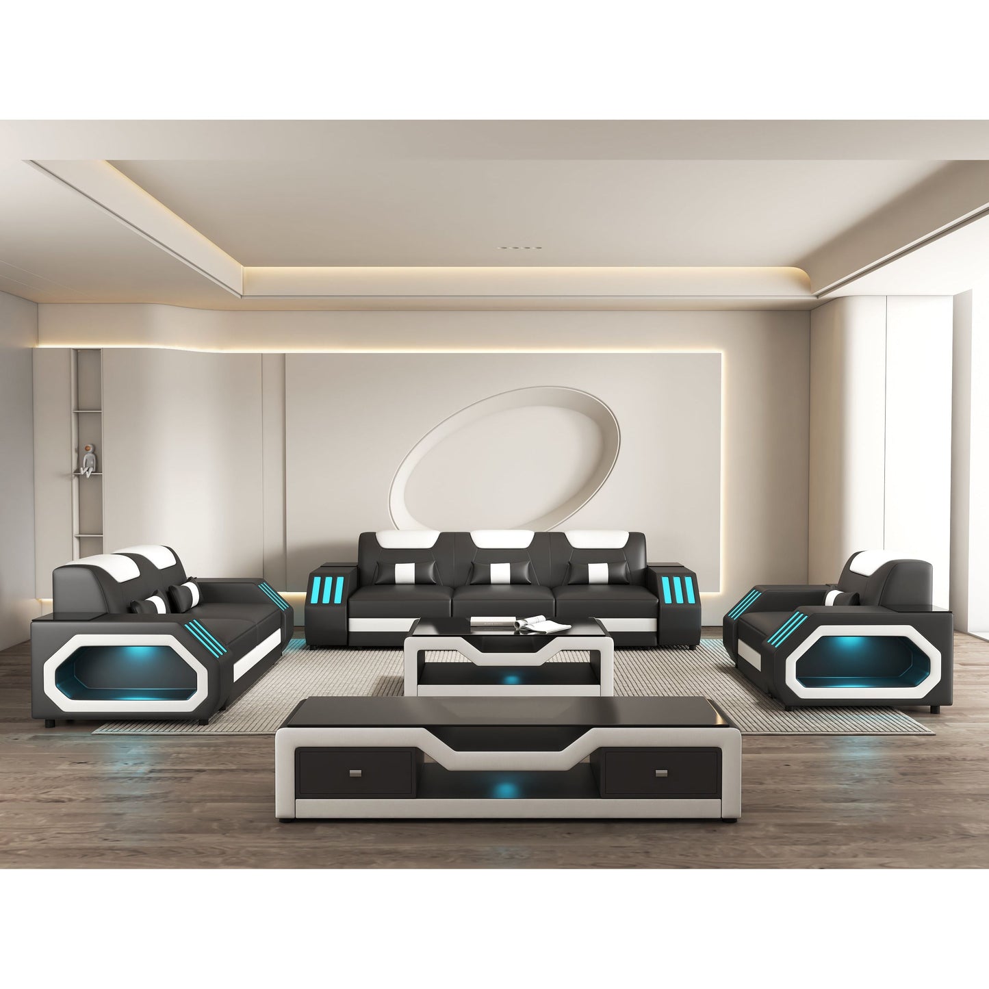 Matrix Reclining Living Room Set (Black/White)