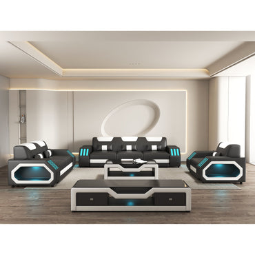 Matrix Reclining Living Room Set (Black/White)