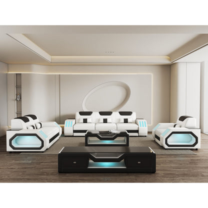 Matrix Reclining Living Room Set (White/Black)