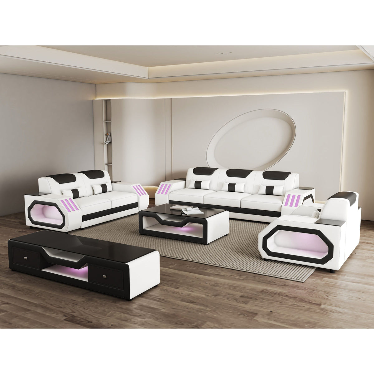 Matrix Reclining Living Room Set (White/Black)