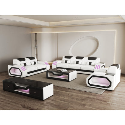 Matrix Reclining Living Room Set (White/Black)