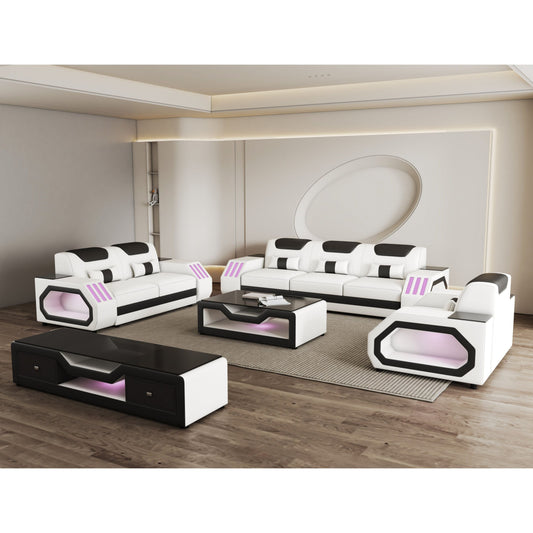 Matrix Reclining Living Room Set (White/Black)
