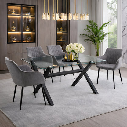 Madrid 5pc Dining Set with 4 Gray Linen Chairs
