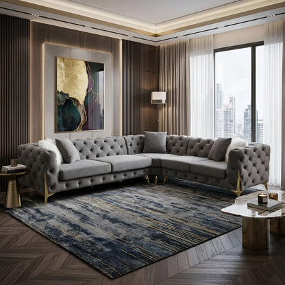 Milano Luxury Gray Velvet Sectional Sofa