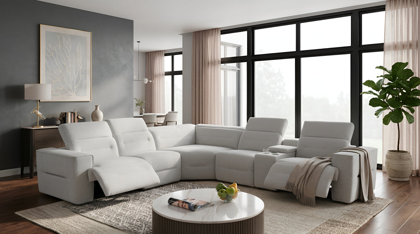 Nexus Power Reclining Sectional (Light Grey Fabric)
