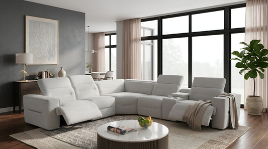 Nexus Power Reclining Sectional (Light Grey Fabric)