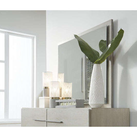 Destination Floating Glass Mirror in Cotton Grey