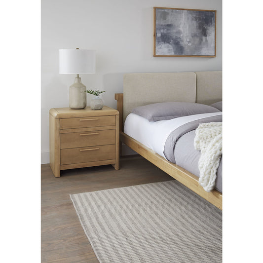 Furano Three Drawer Ash Wood Nightstand in Ginger