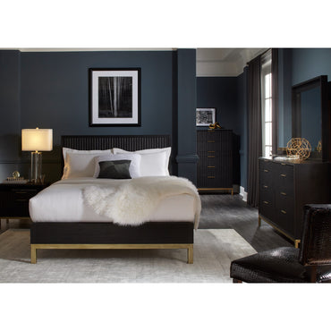Kentfield Solid Wood Two Drawer Nightstand in Black Drifted Oak