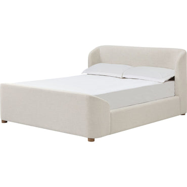 Kiki Upholstered Platform Bed in Whipped Honey Linen