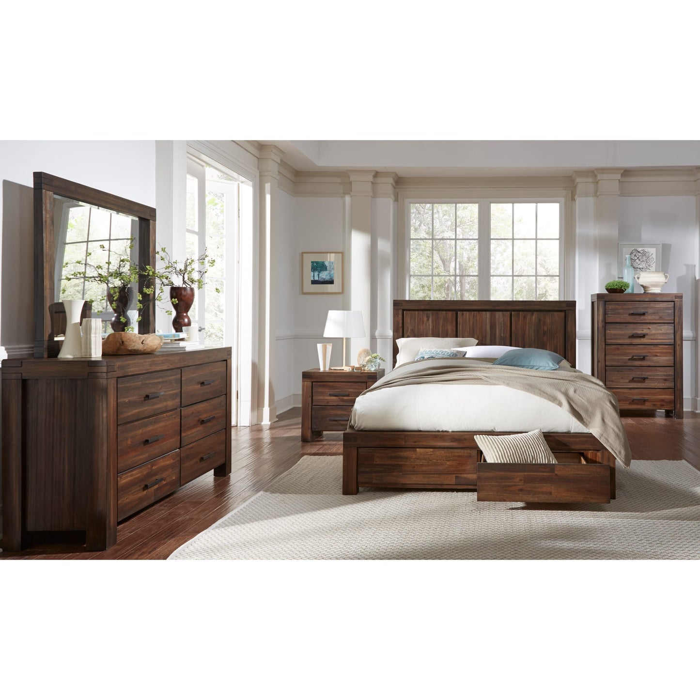 Meadow Solid Wood Mirror in Brick Brown