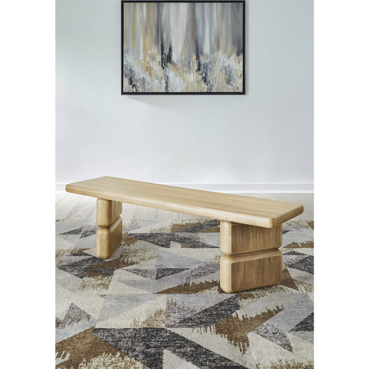 Nia Acacia Wood Dining Bench in Lioness