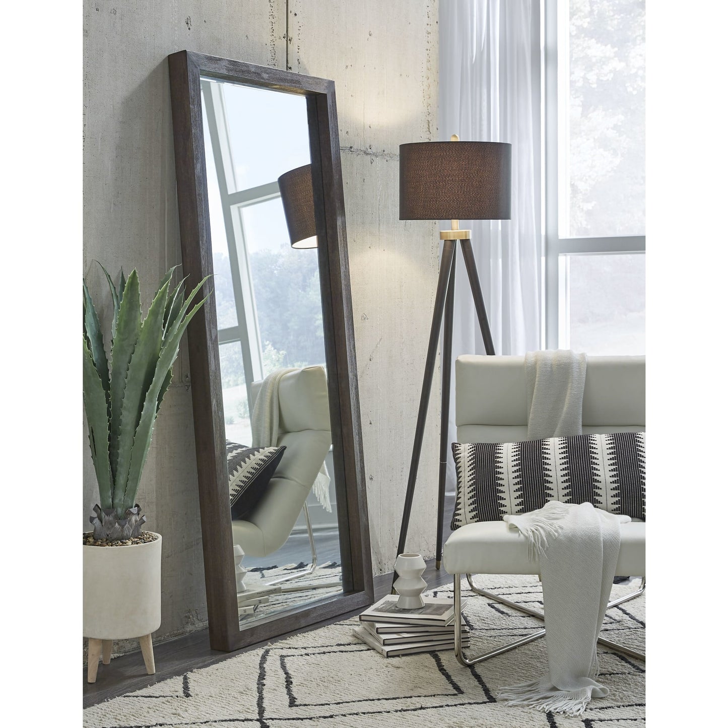 Oxford Floor Low Mirror - Basalt Grey