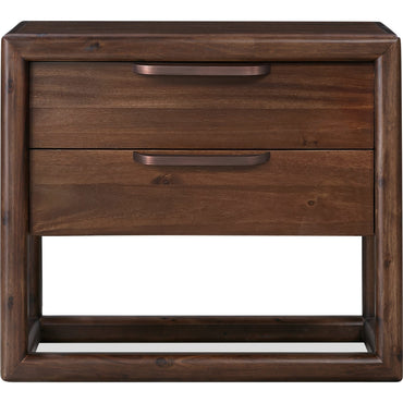 Sol Two Drawer USB-Charging Nightstand in Brown Spice