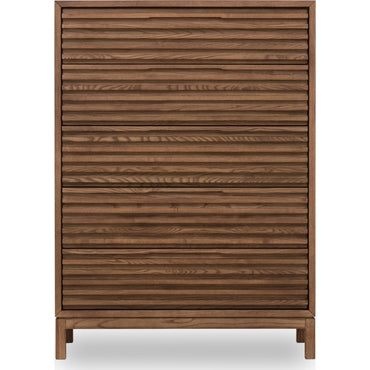 Tanner Five Drawer Ash Wood Chest in Roux