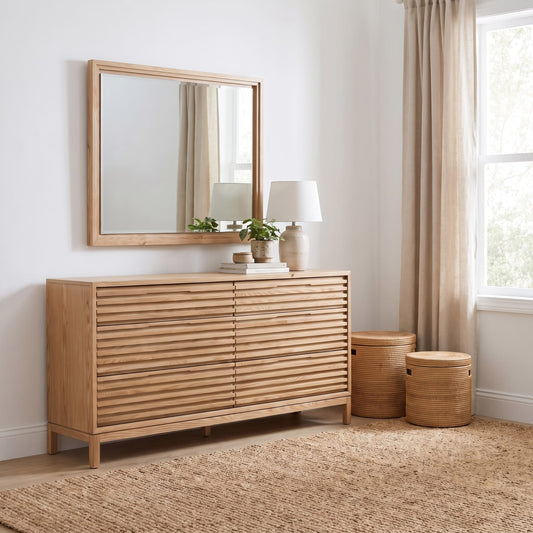 Tanner Six Drawer Ash Wood Dresser in Flaxen
