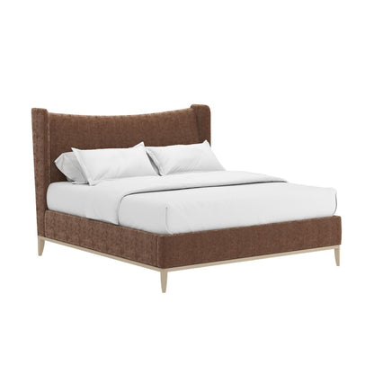 Edwin King Wing Shelter Uph Bed-Suede