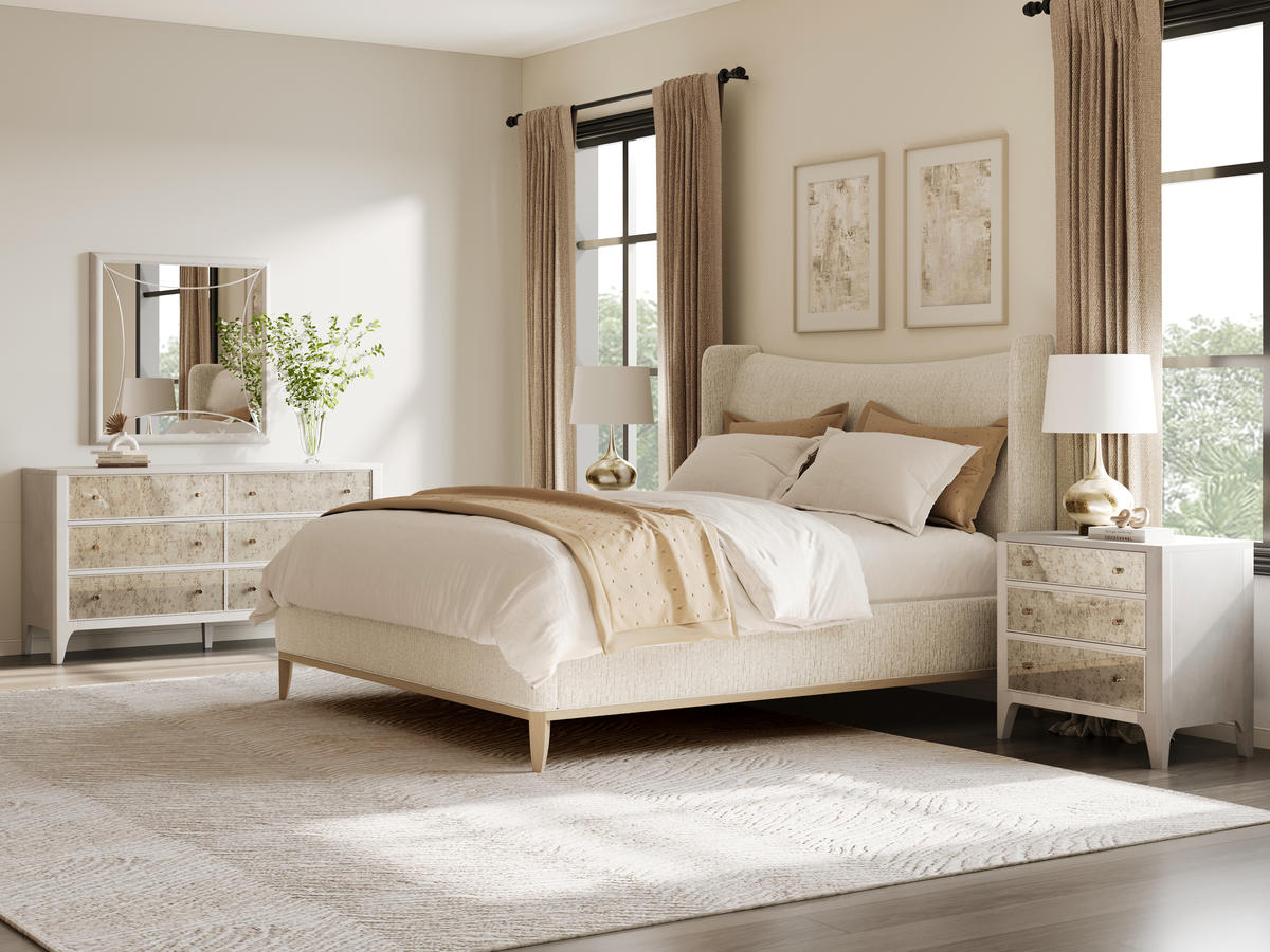 Edwin Queen Wing Shelter Uph Bed-Creme