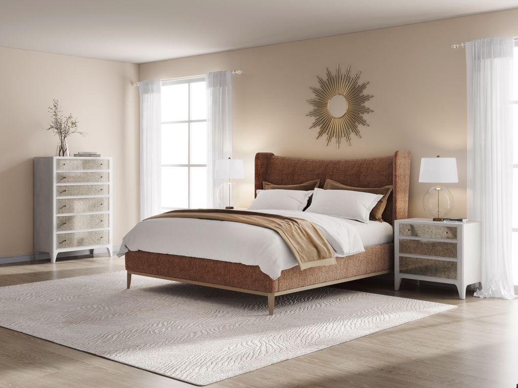 Edwin King Wing Shelter Uph Bed-Suede