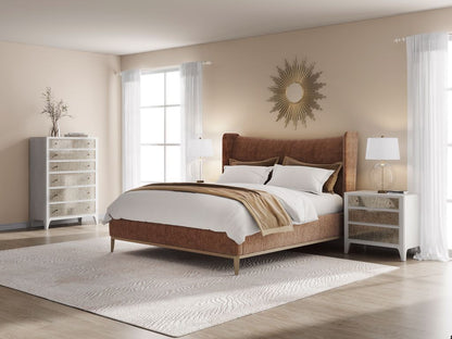 Edwin King Wing Shelter Uph Bed-Suede