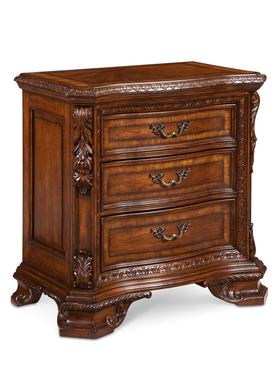Old World-Wood Top Bedside Chest