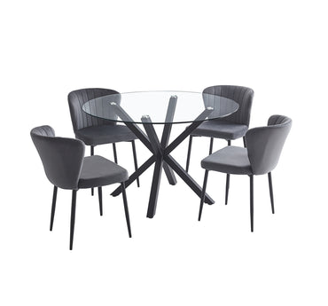 Oslo 5pc Dining Set With Gray Velvet Chairs
