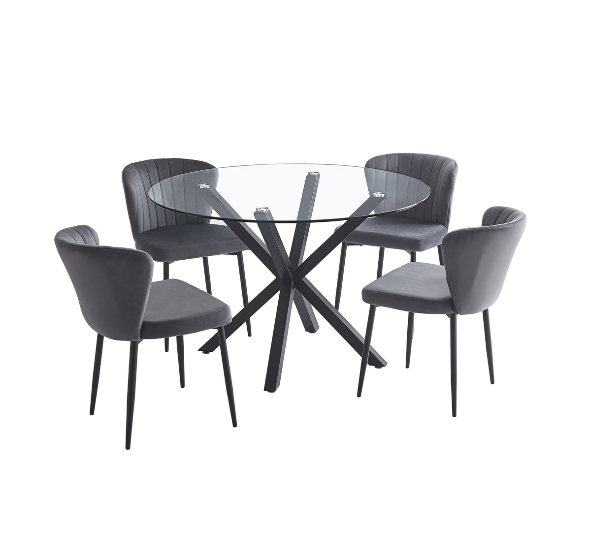 Oslo 5pc Dining Set With Gray Velvet Chairs