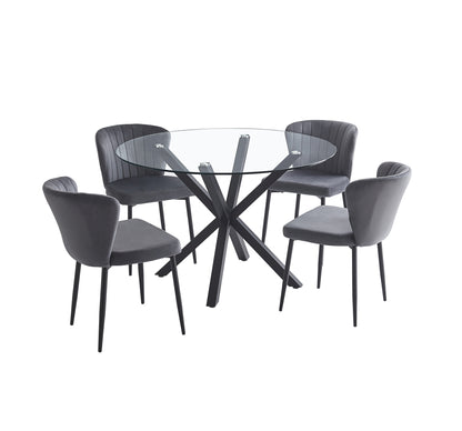 Oslo 5pc Dining Set With Gray Velvet Chairs