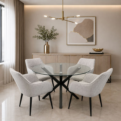 Rio 5pc Dining Set with Grey Chenille High back Chairs