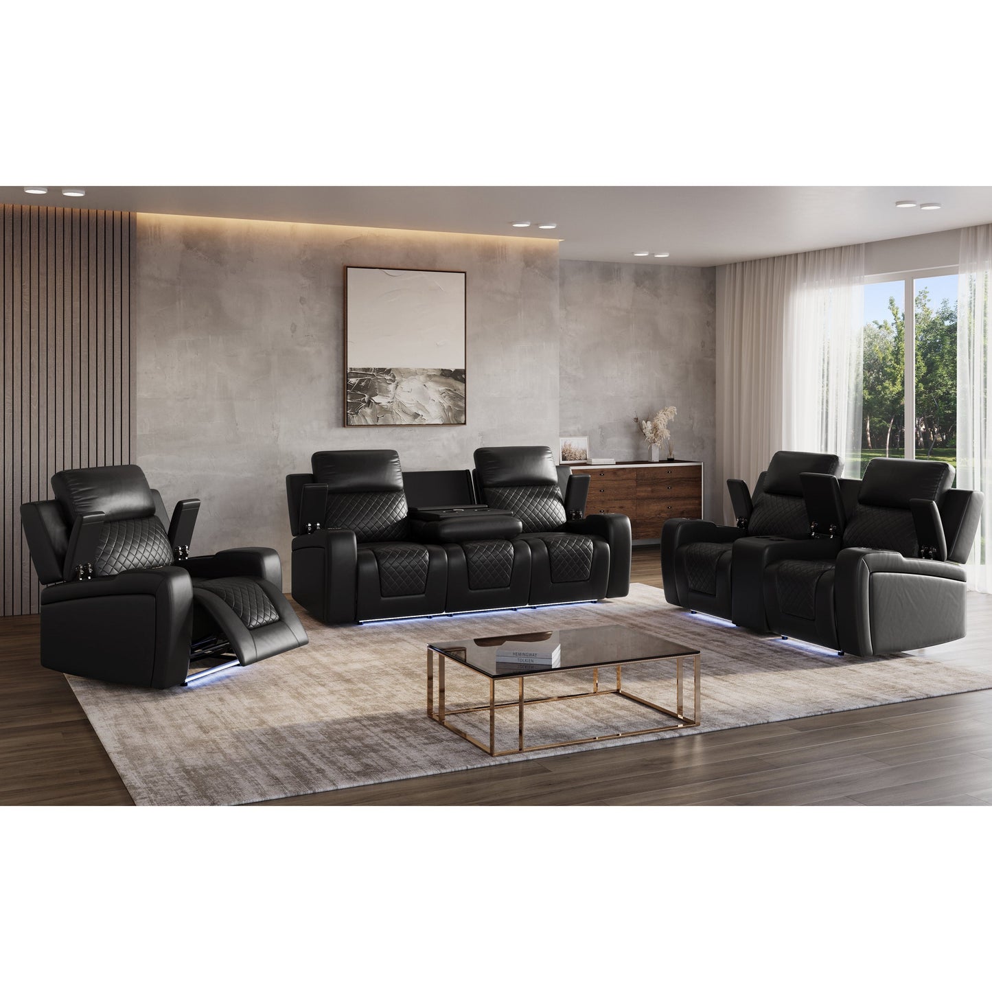 Bomer (Black) Reclining Living Room Set