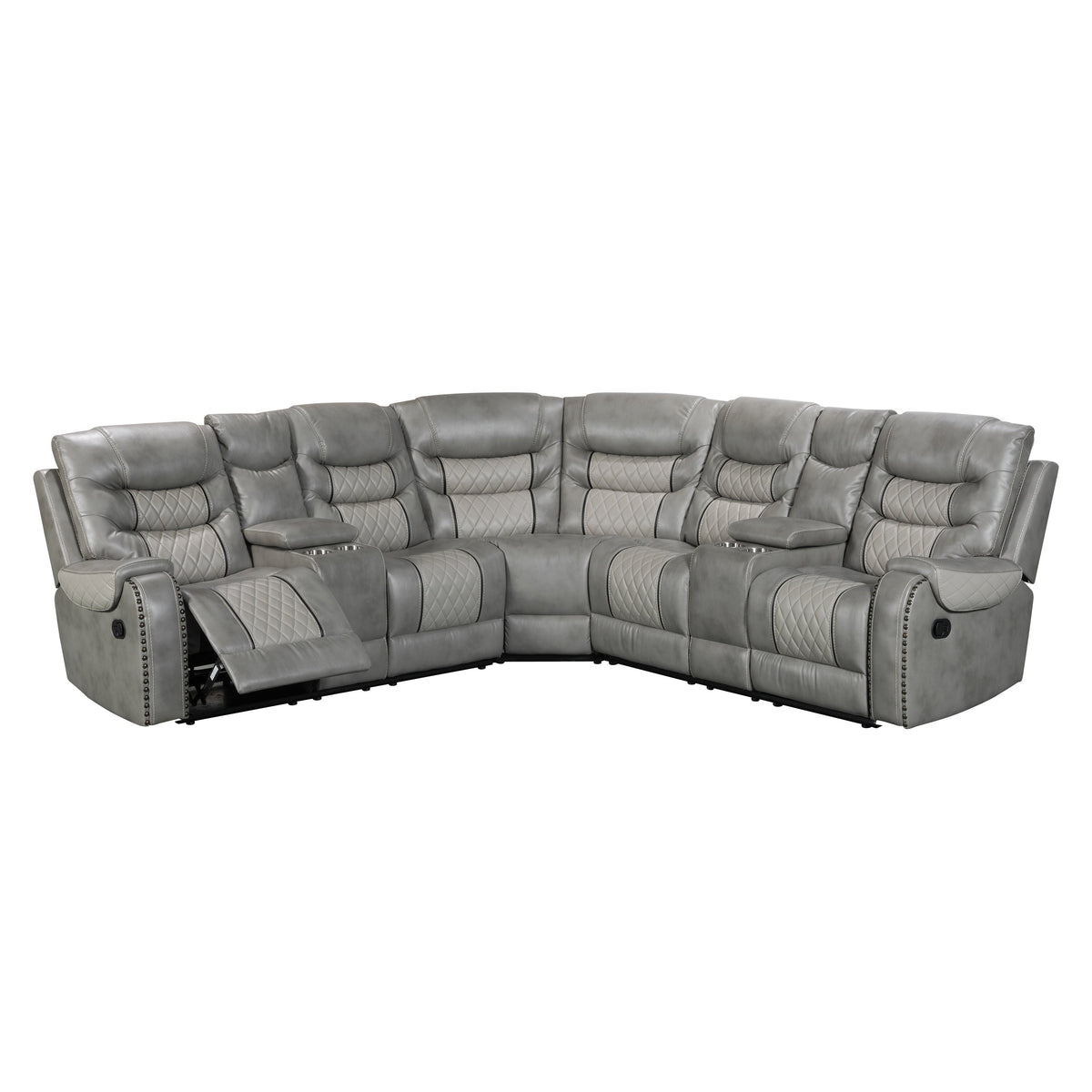 Phoenix II Grey Reclining Sectional